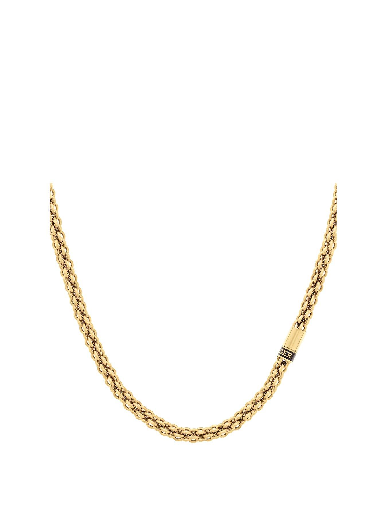 Product photograph of Tommy Hilfiger Men S Gold Plated Chain Necklace from very.co.uk
