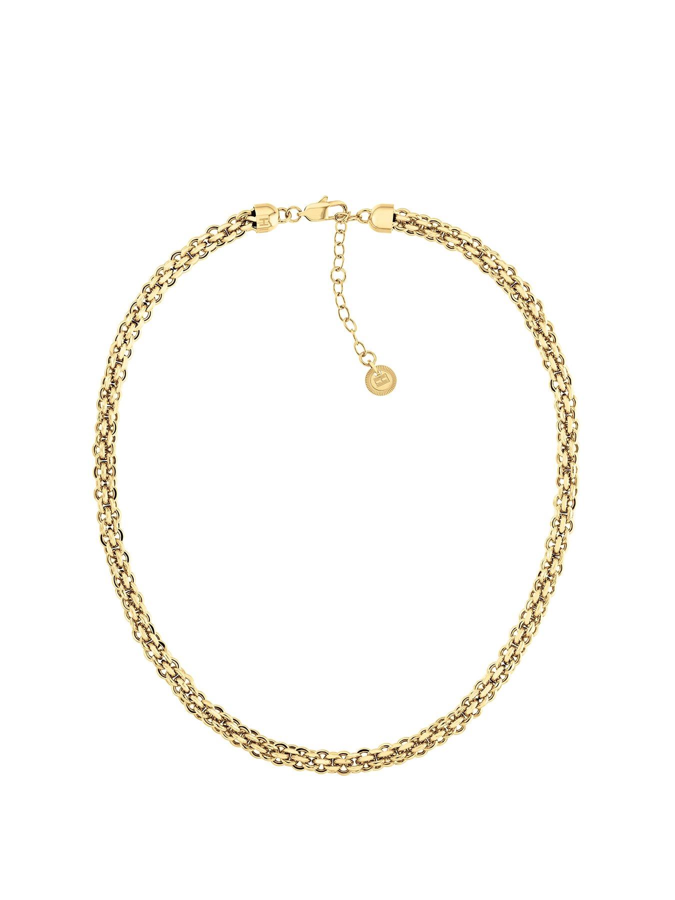 Product photograph of Tommy Hilfiger Women S Gold Plated Chain Necklace from very.co.uk