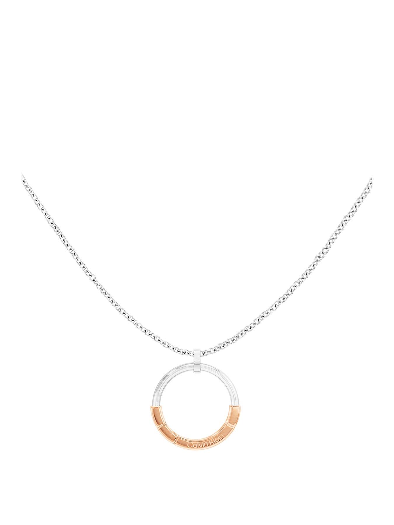 Product photograph of Calvin Klein Women S Calvin Klein Two Tone Stainless Steel And Rose Gold Ip Necklace from very.co.uk