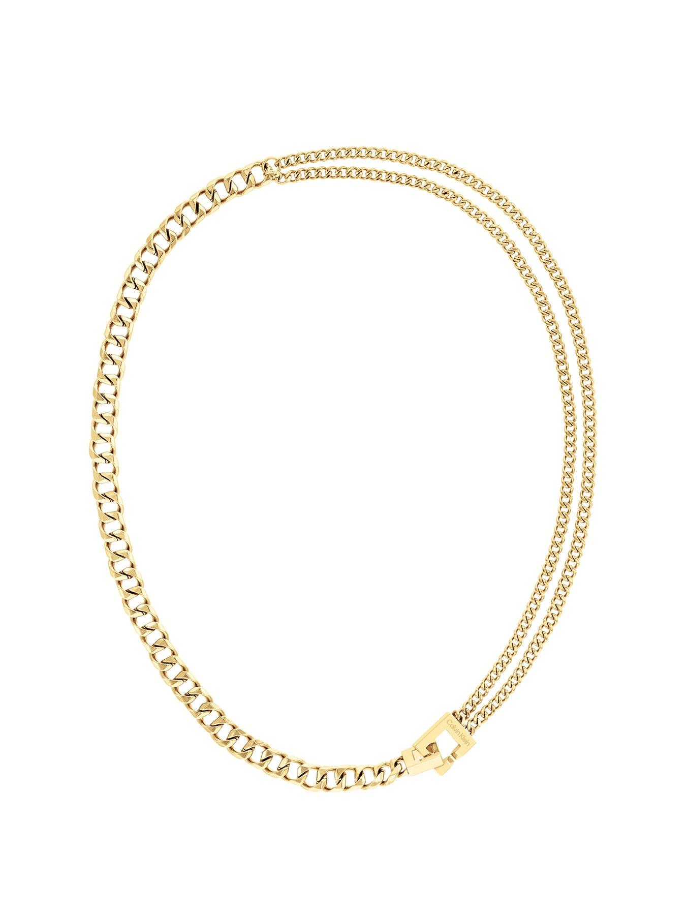 Product photograph of Calvin Klein Women S Calvin Klein Gold Plated Chain Necklace from very.co.uk