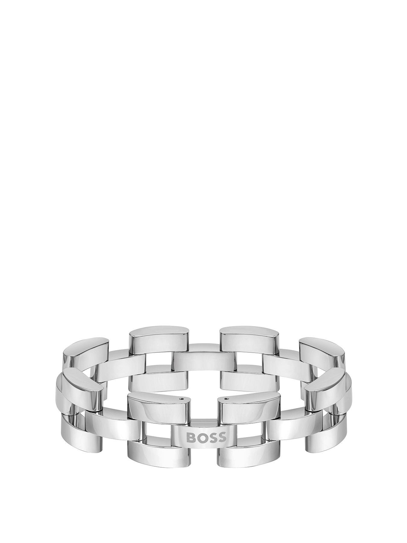 Product photograph of Boss Gents Boss Sway Stainless Steel Bracelet from very.co.uk