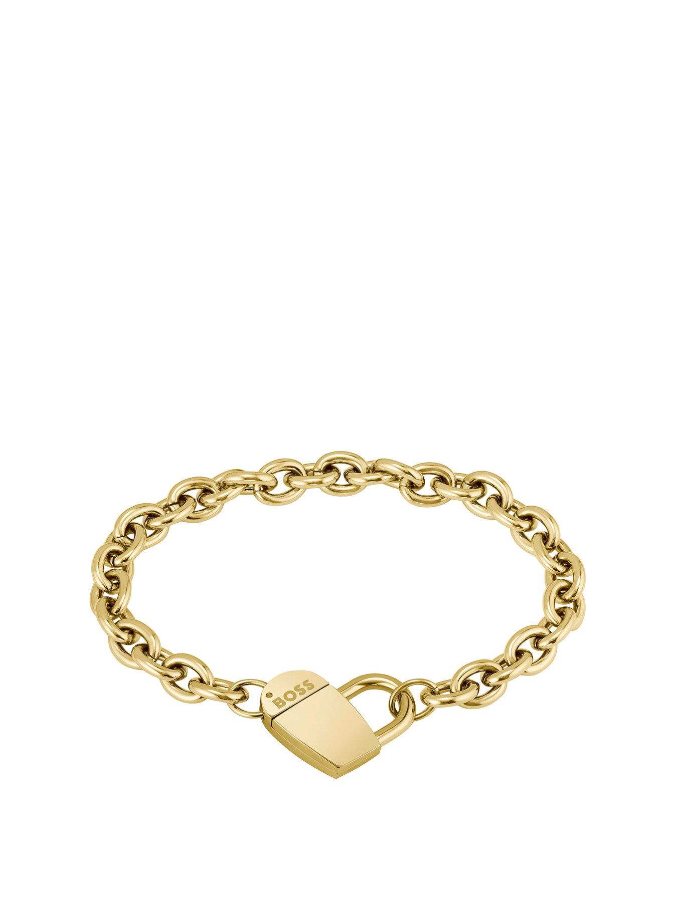 Product photograph of Boss Ladies Dinya Light Yellow Gold Ip Bracelet from very.co.uk