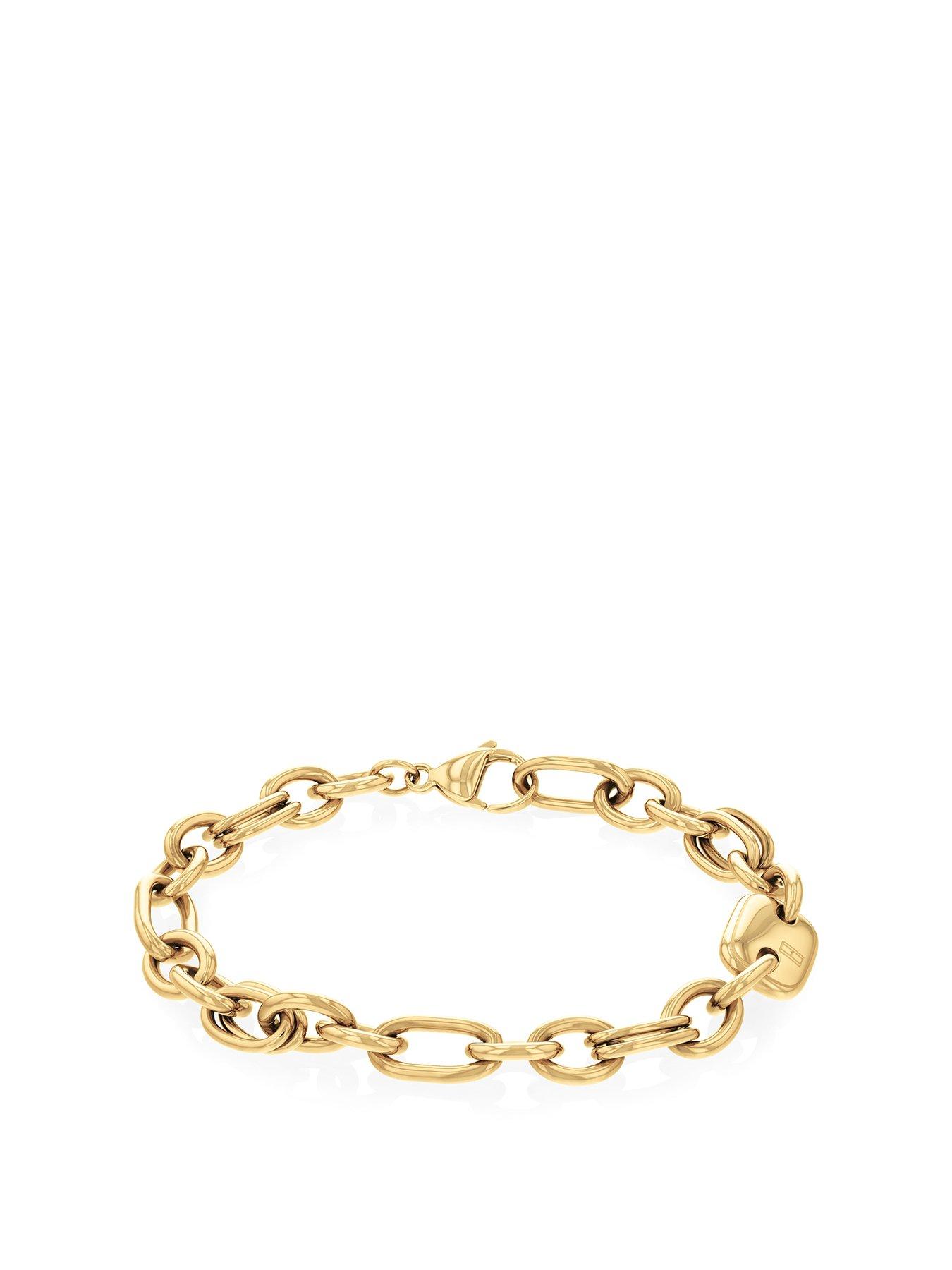 Product photograph of Tommy Hilfiger Women S Gold Plated Link Chain Bracelet from very.co.uk