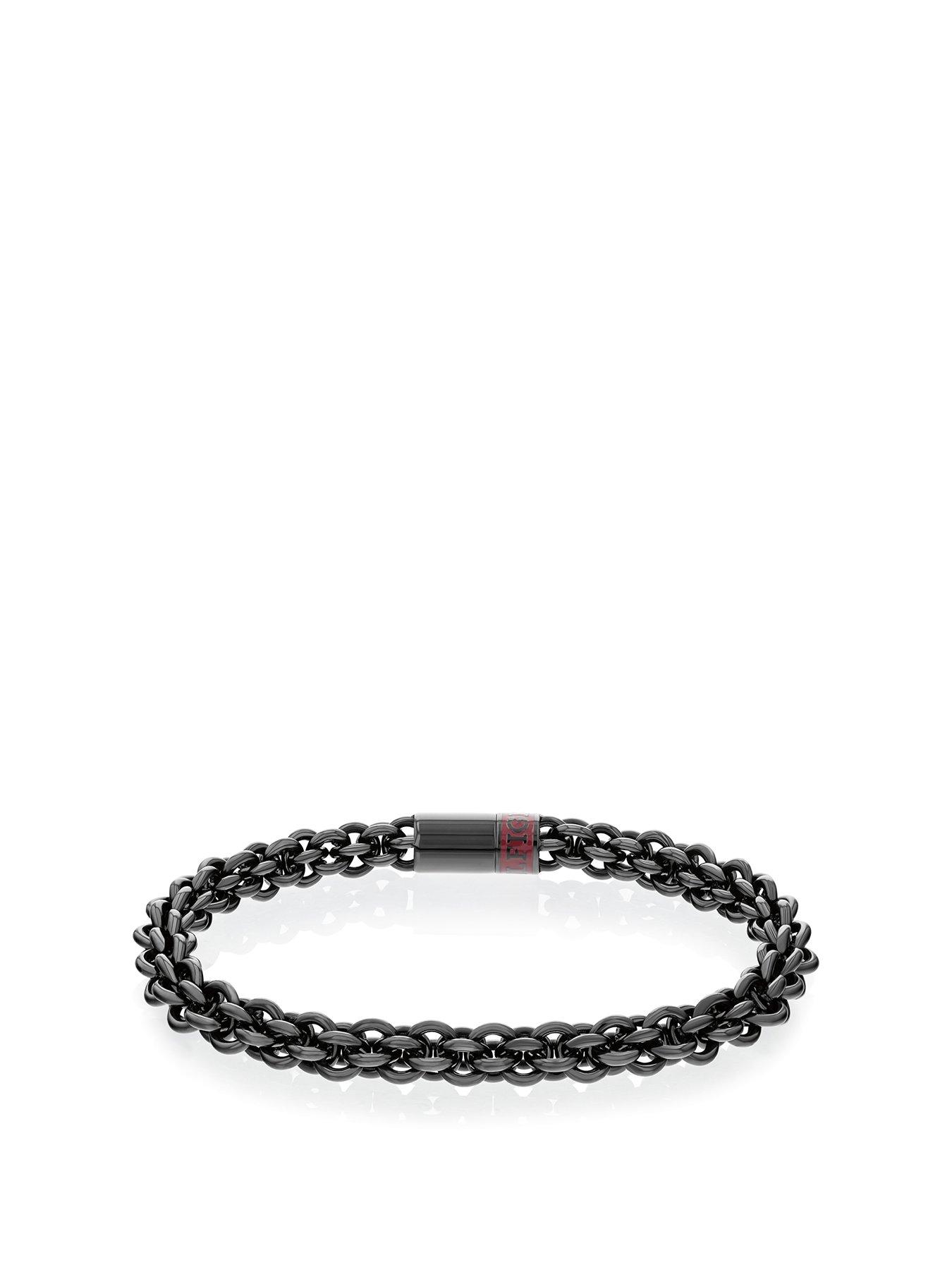 Product photograph of Tommy Hilfiger Men S Black Ip Chain Bracelet from very.co.uk