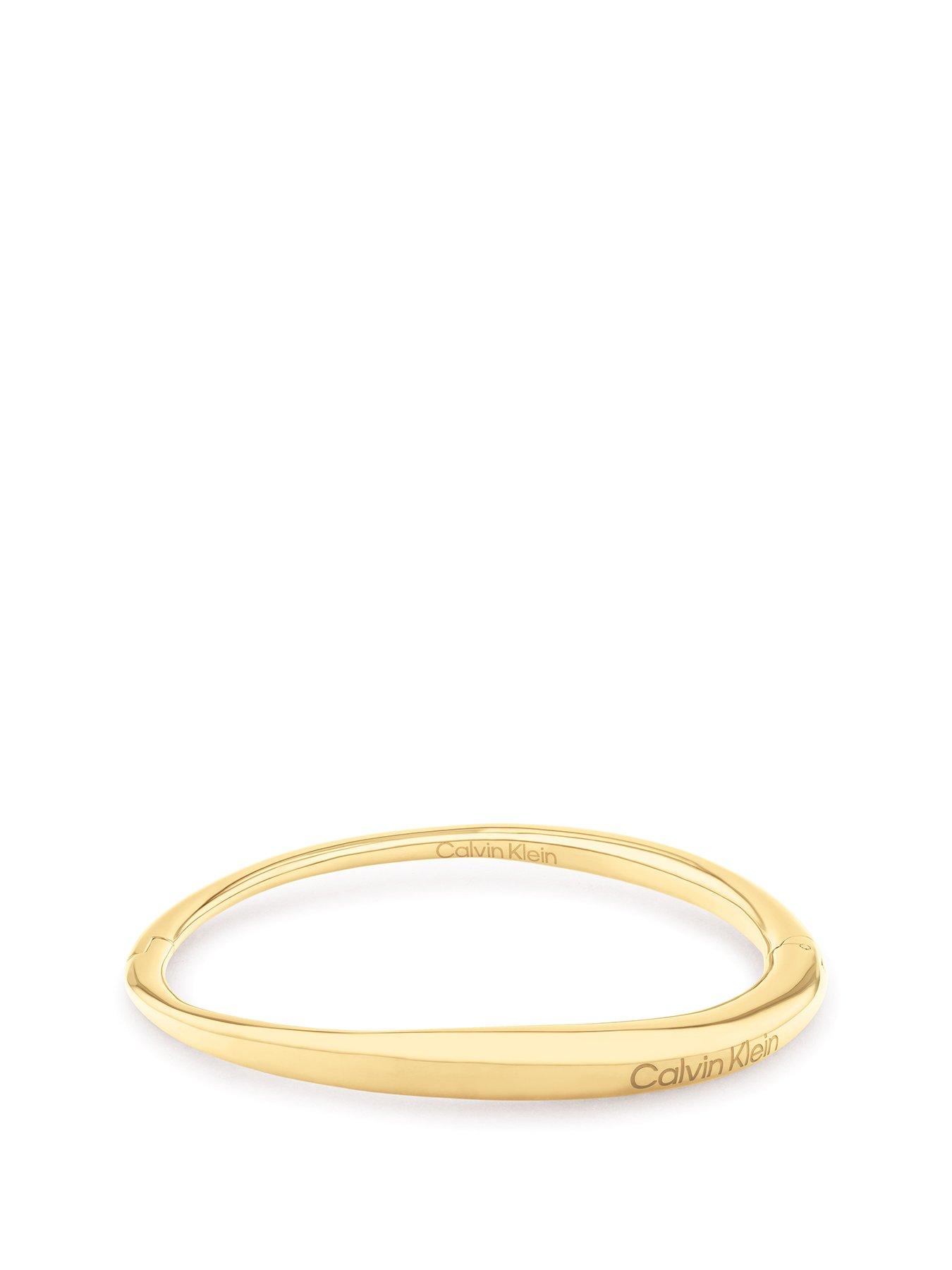 Product photograph of Calvin Klein Women S Calvin Klein Gold Plated Bangle from very.co.uk