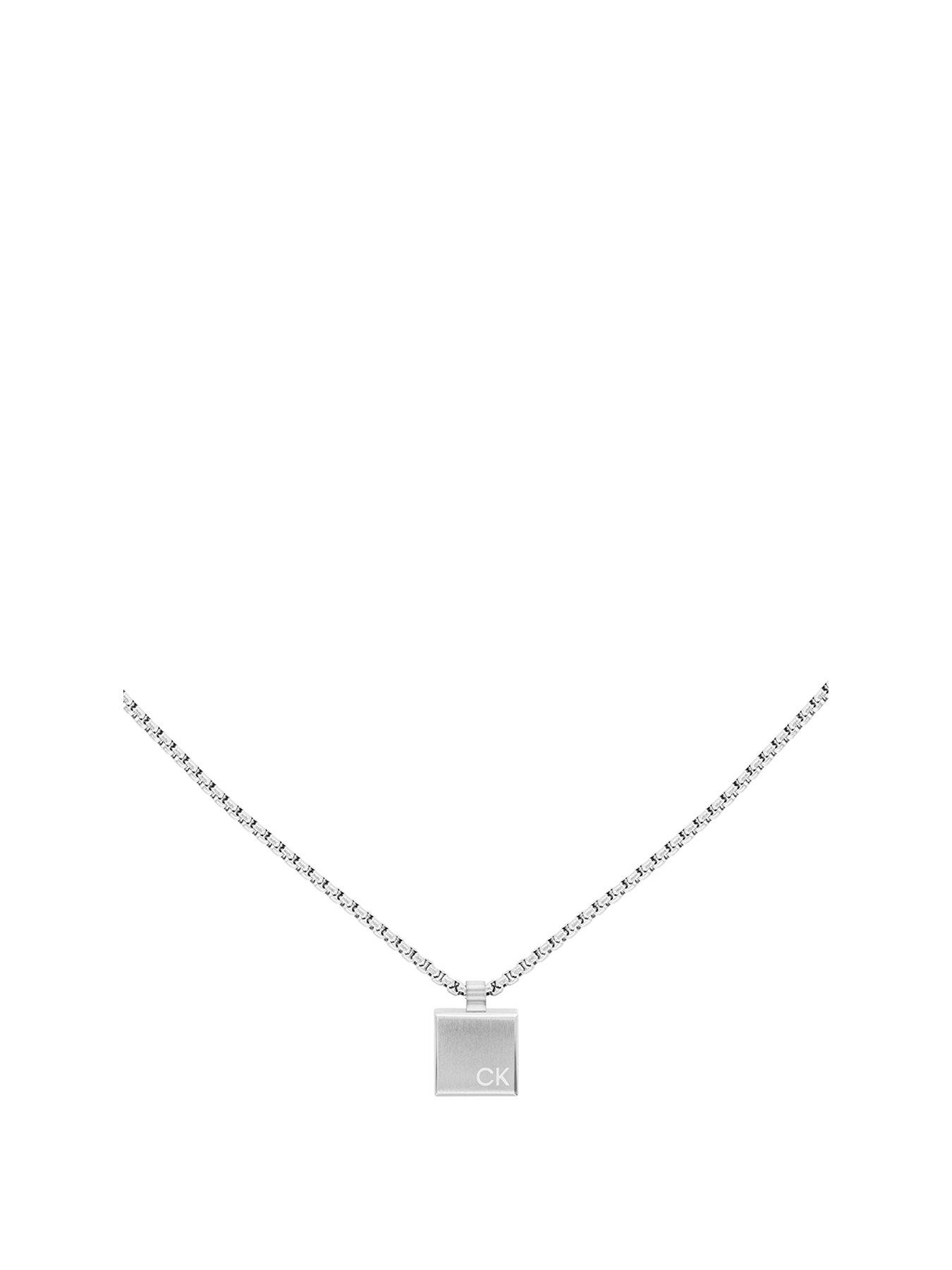 Product photograph of Calvin Klein Men S Calvin Klein Stainless Steel Pendant Necklace from very.co.uk