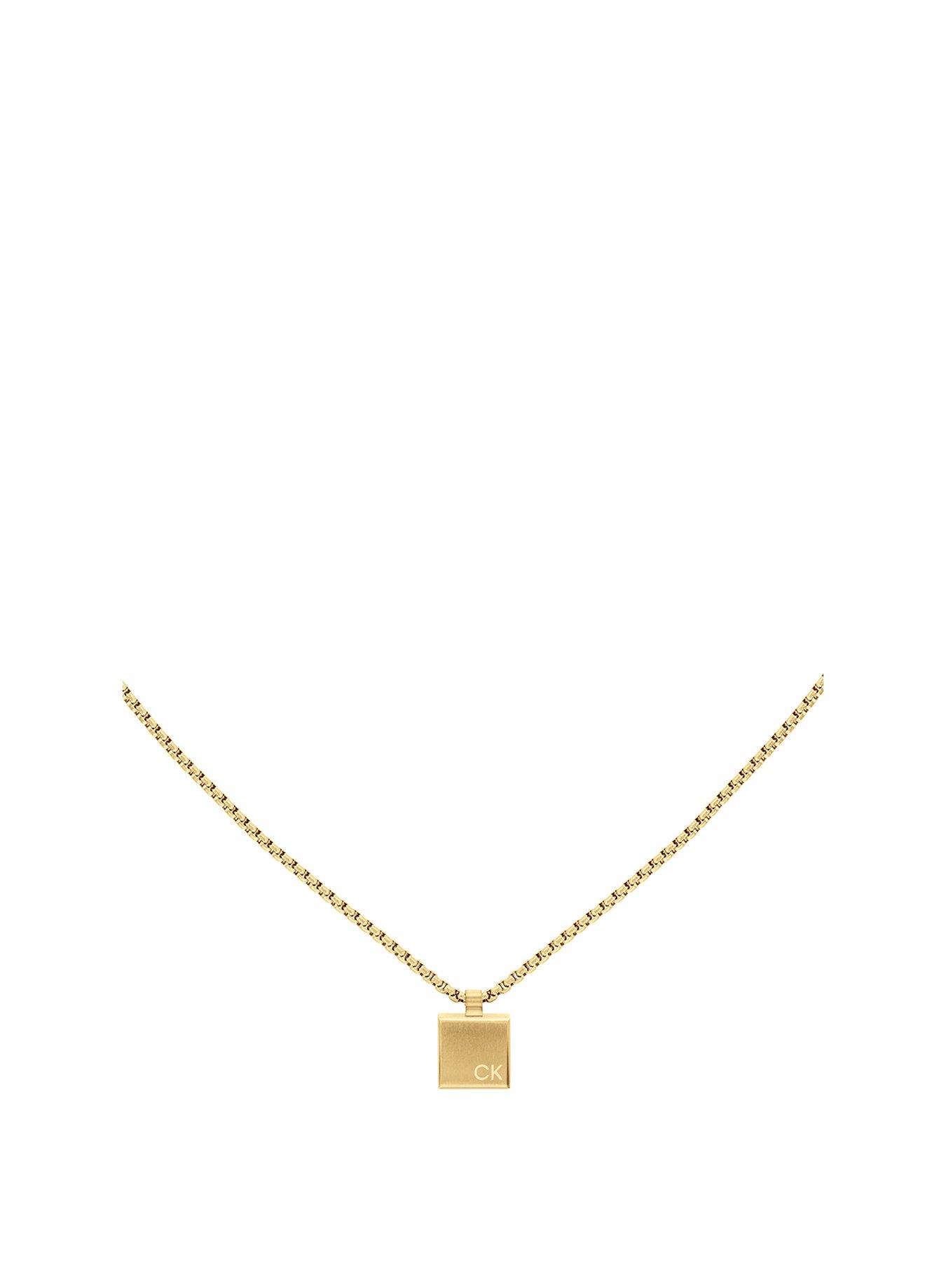 Product photograph of Calvin Klein Men S Calvin Klein Gold Plated Pendant Necklace from very.co.uk