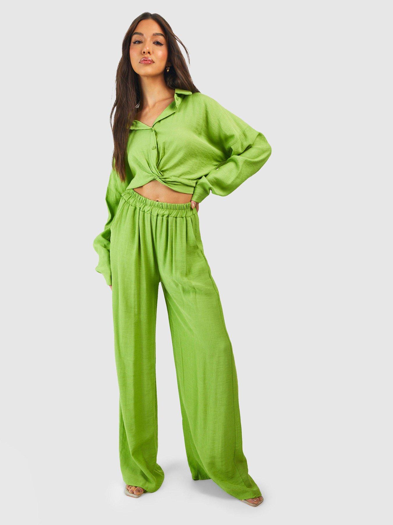 Crinkle wide leg outlet trousers