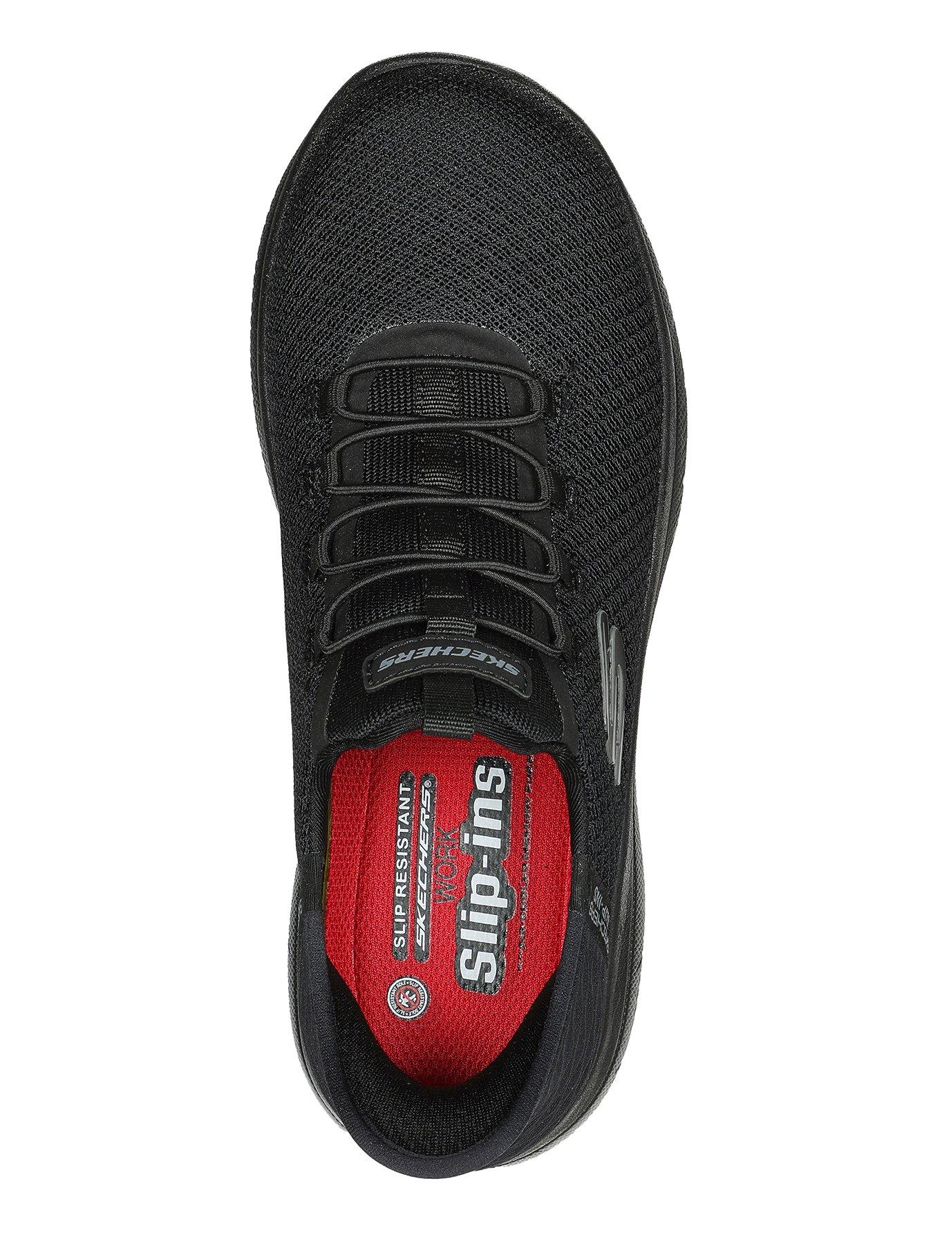 Skechers black 2024 slip ons