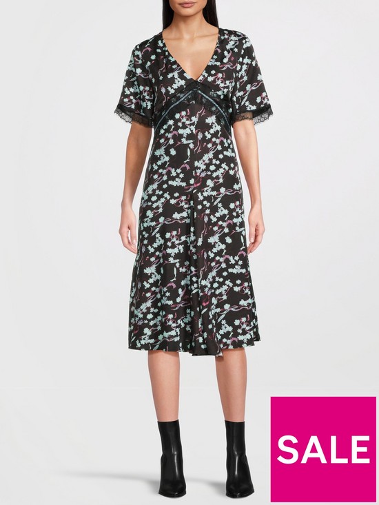 front image of ps-paul-smith-short-sleeve-lace-trim-floral-dress-black
