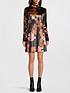  image of ps-paul-smith-long-sleeve-floral-velour-dress-dark-rust