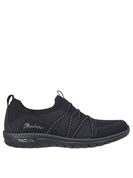 skechers arch fit flex two tone scooped bungee slip-on trainers - black