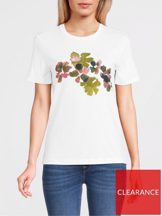 front image of ps-paul-smith-floral-logo-t-shirt-white