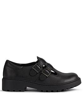 geox casey girls leather double strap school shoe