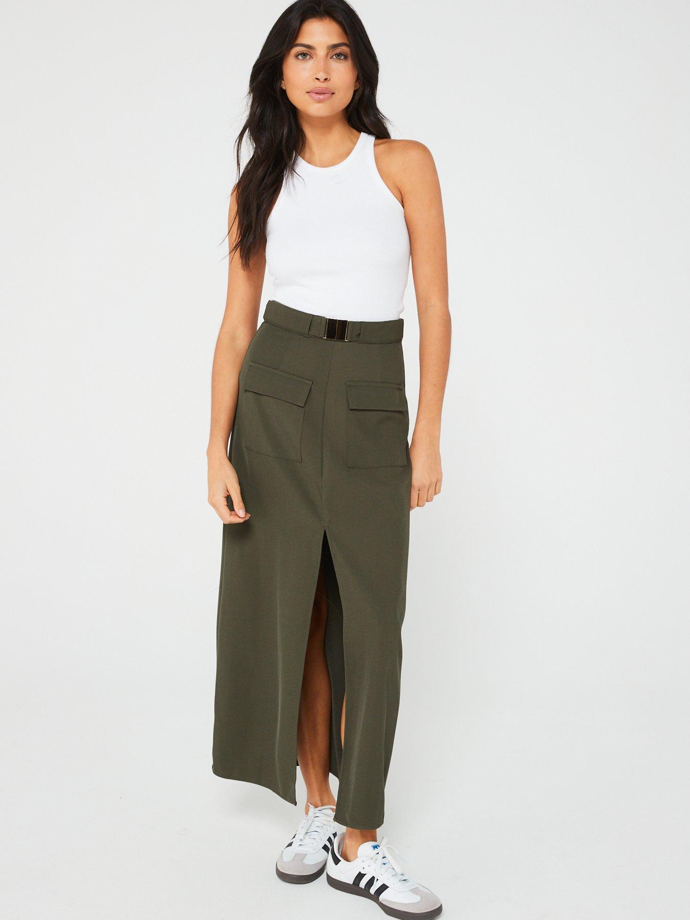 In The Style Utility Skirt With Split - Khaki | Very