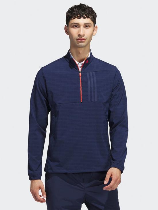 front image of adidas-mens-ultimate365-tour-windrdy-half-zip-pullover-navy