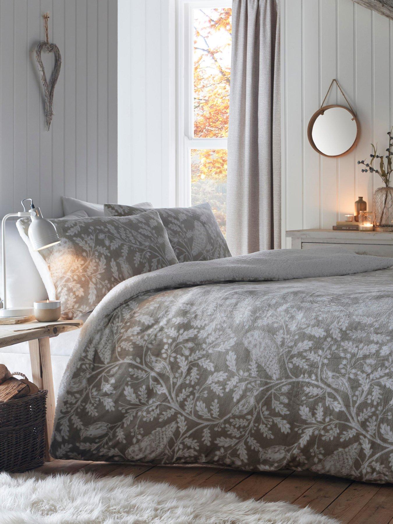 Dreams & Drapes Woodland Owls Sherpa Duvet Cover Set - Natural