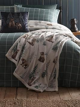 Product photograph of Dreams Drapes Bear Walks Plush Throw - Teal from very.co.uk