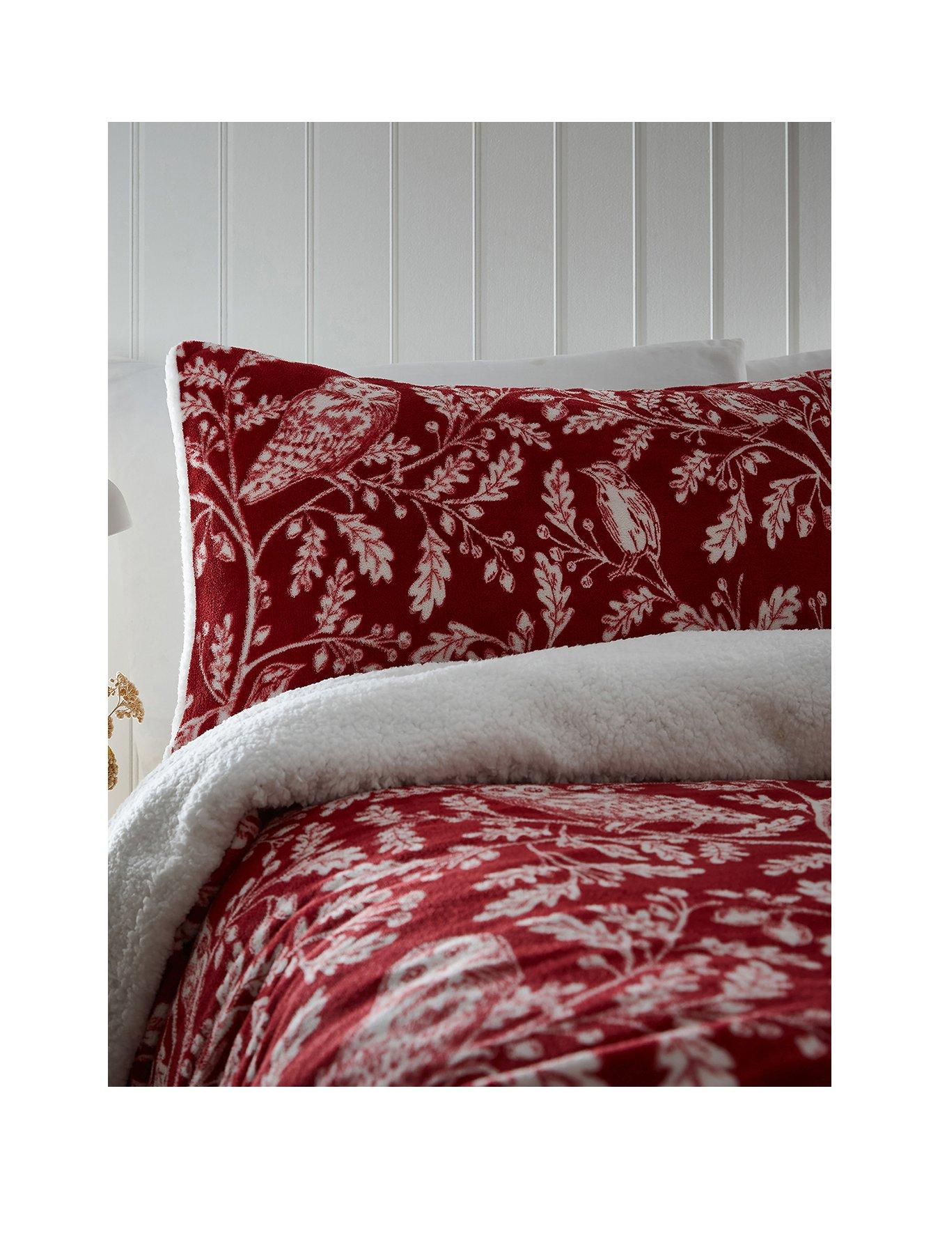 Dreams & Drapes Woodland Owls Sherpa Duvet Cover Set Red very.co.uk