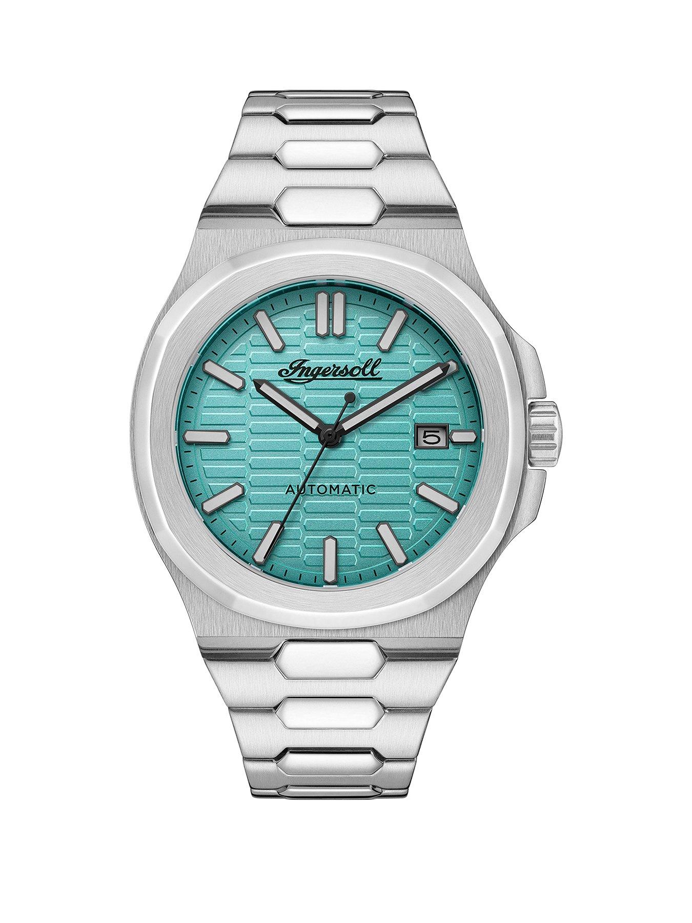 Product photograph of Ingersoll 1892 The Catalina Automatic Mens Watch Turquoise Dial And Stainless Steel Bracelet from very.co.uk