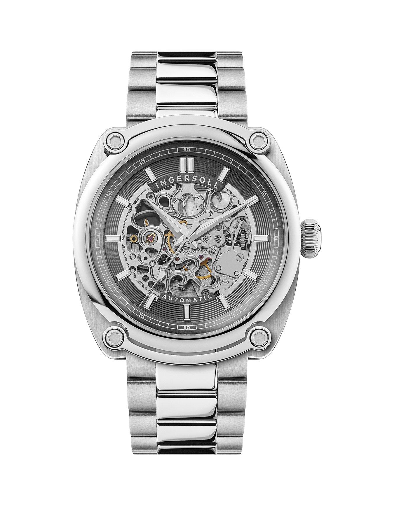 Product photograph of Ingersoll 1892 The Michigan Automatic Mens Watch Grey Dial And Silver Stainless Steel Bracelet from very.co.uk
