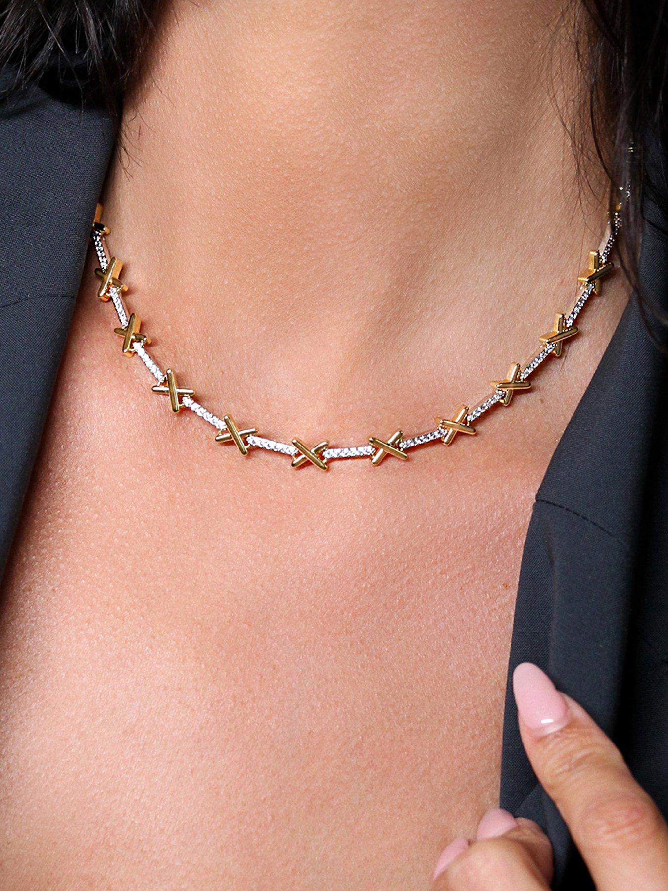 Say It With Luxe Kiss Tennis Necklace - Gold/Silver