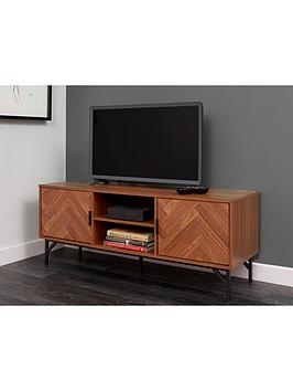 Product photograph of Lloyd Pascal Chevron Tv Unit With Metal Legs - Fits Up To 55 Inch Tv from very.co.uk