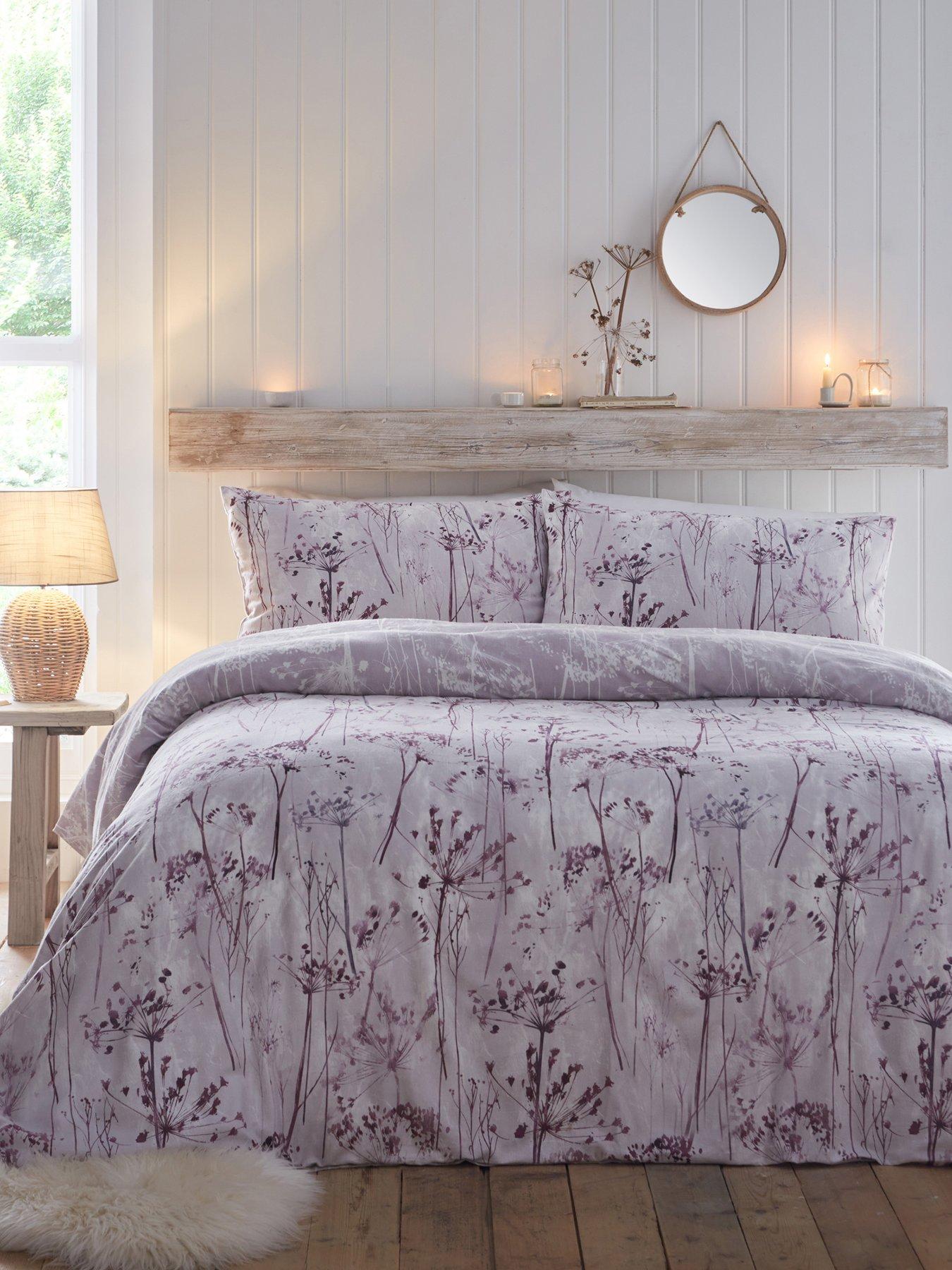 Product photograph of Drift Home Azalea Brushed Duvet Cover Set - Purple from very.co.uk