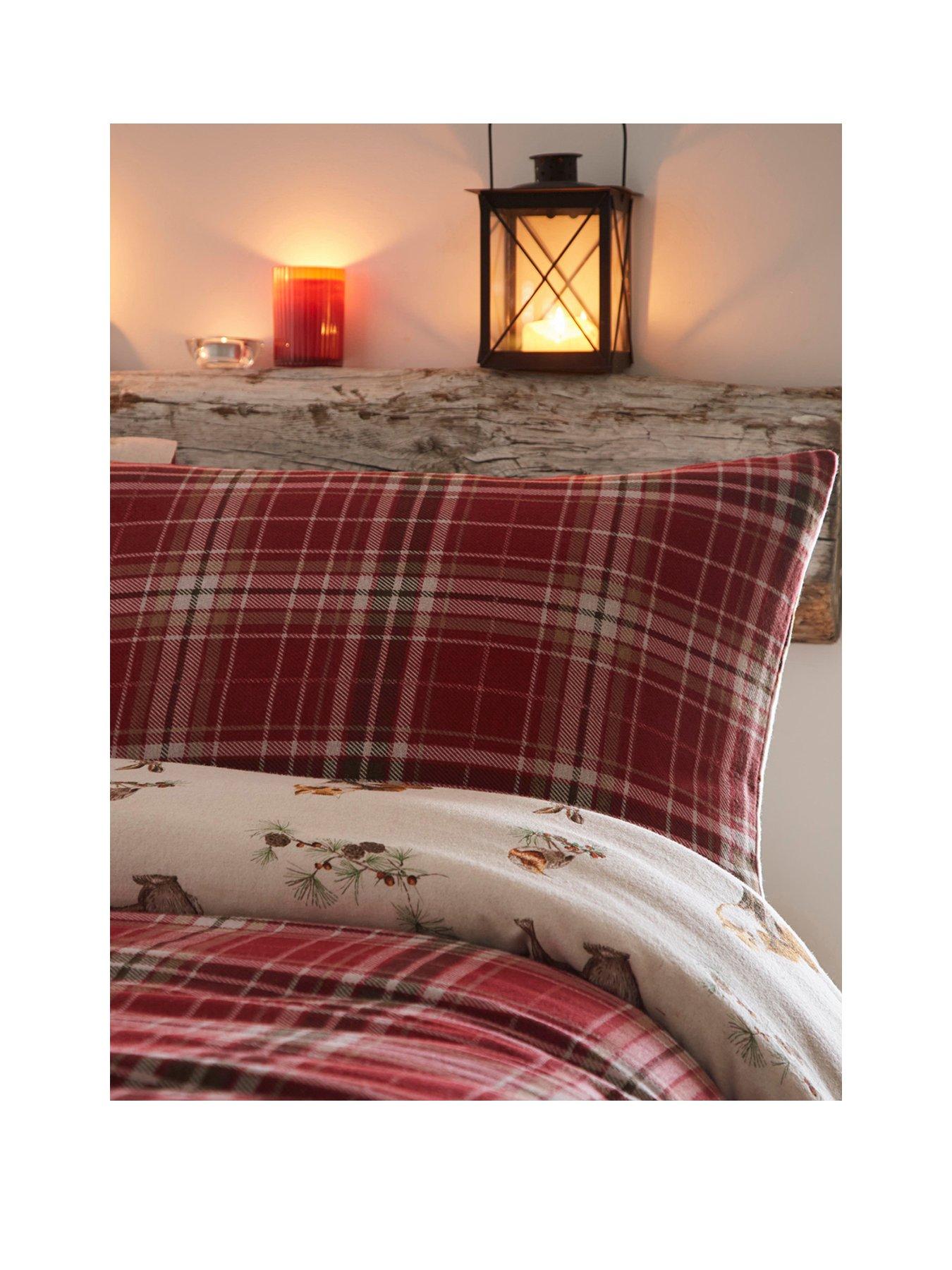 Dreams & Drapes Derwent Check Duvet Cover Set Red very.co.uk