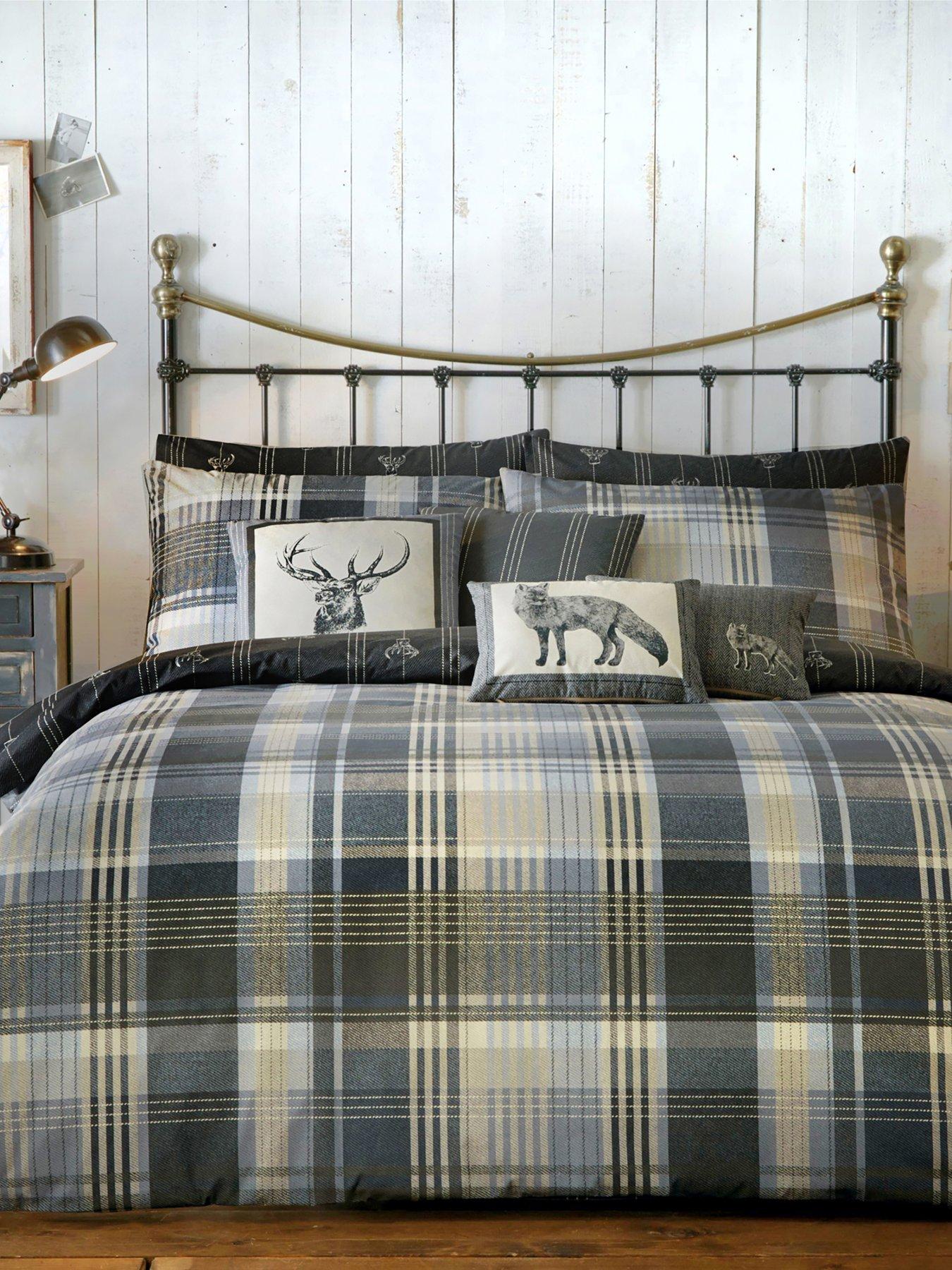 Product photograph of Dreams Drapes Connolly Check 100 Brushed Cotton Duvet Cover Set from very.co.uk