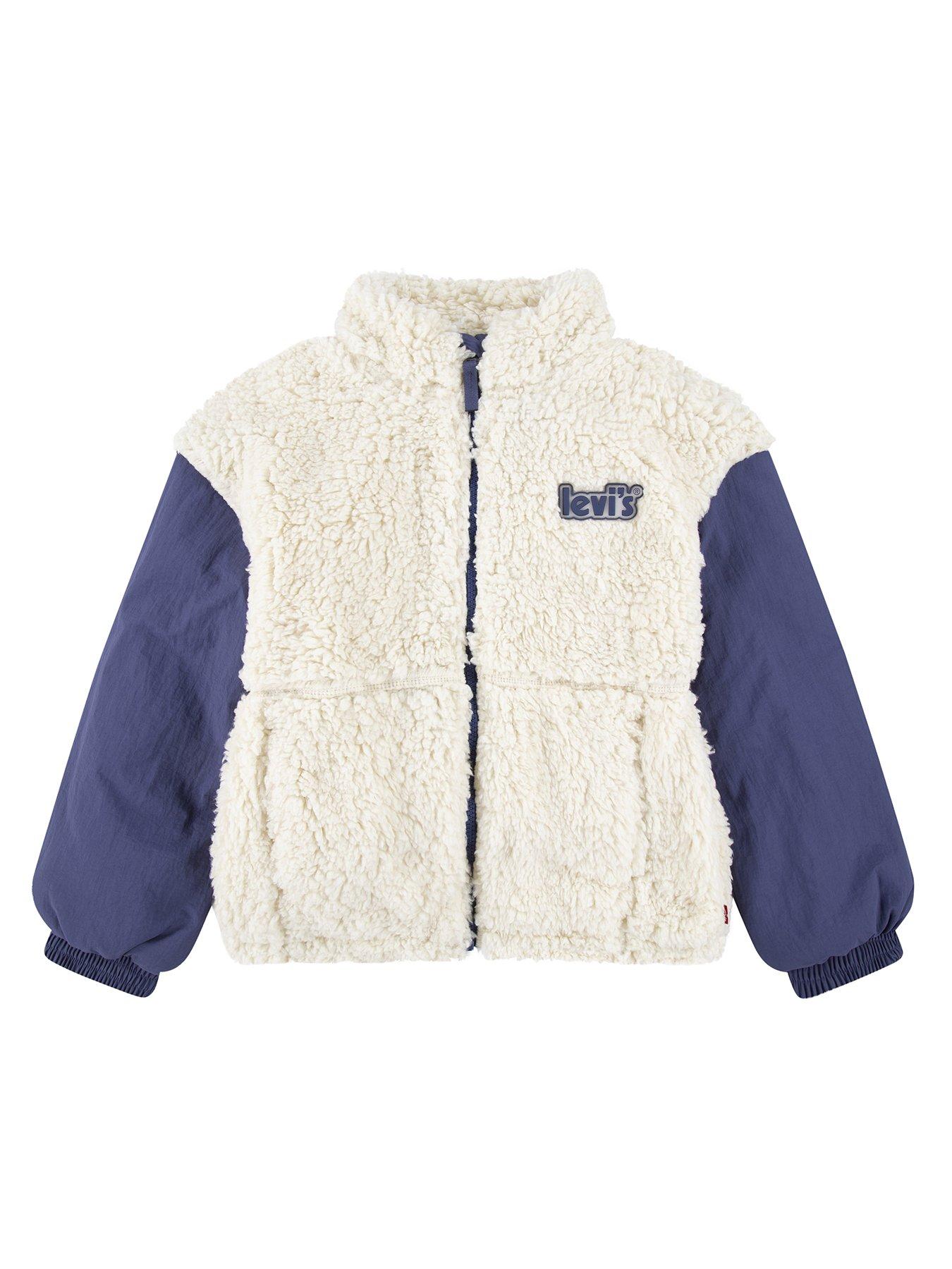 Girls Boxy Fit Sherpa Jacket Antique White