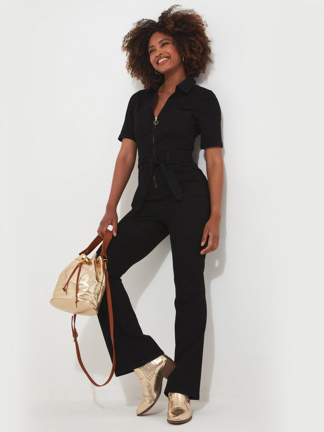 Black Overall Belted Jumpsuit