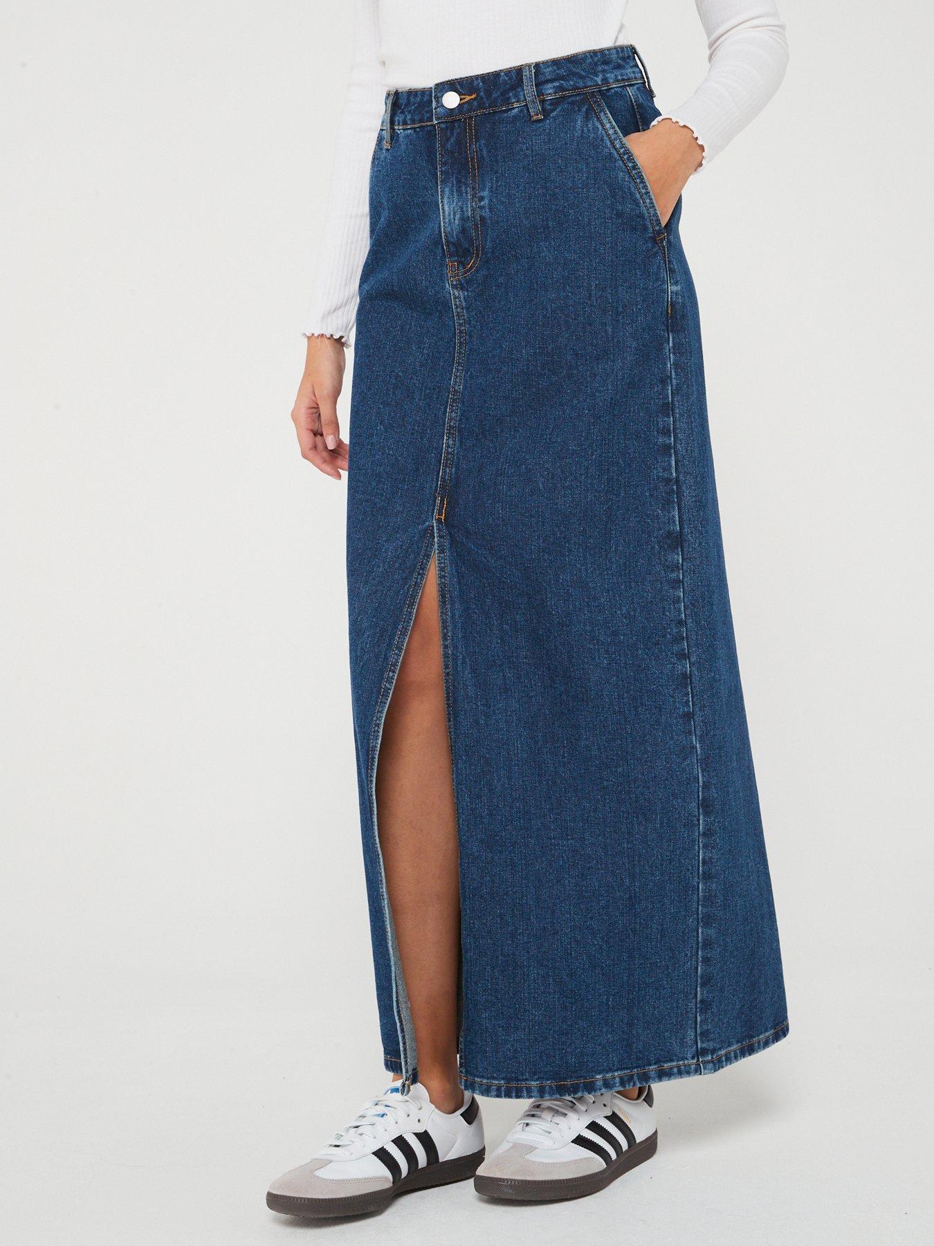 vila-kira-denim-skirt-blue