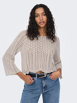 only nola 3/4 pullover knitted top - beige
