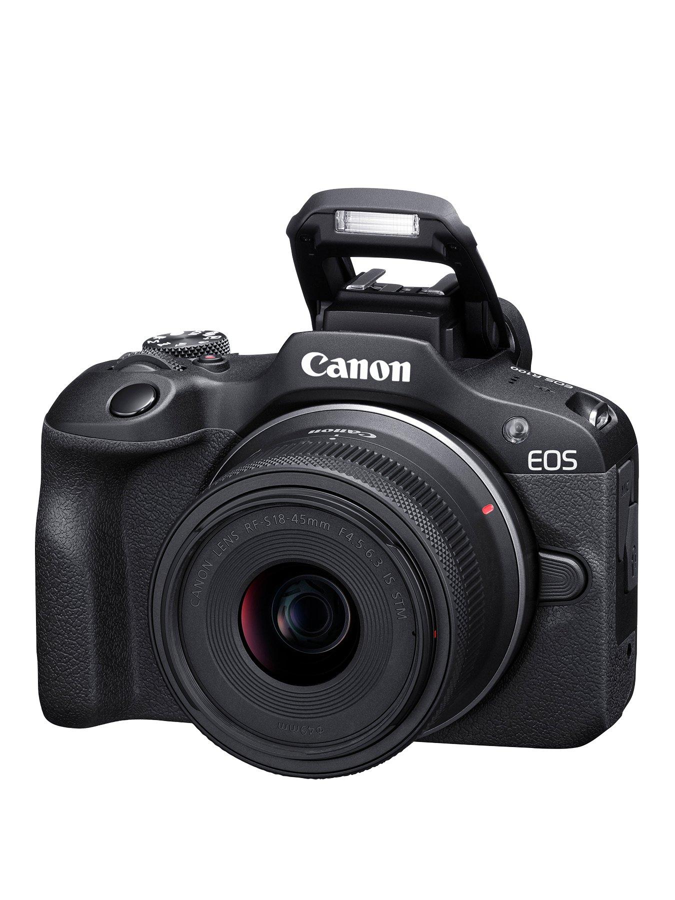 Canon EOS R100 APS-C Mirrorless Camera inc RF-S 18-45mm Lens - Black |  Very.co.uk
