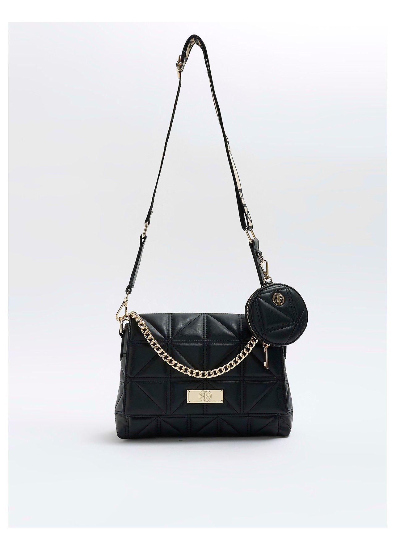 River Island Black Ri Quilted Cross Body Bag And Pochette