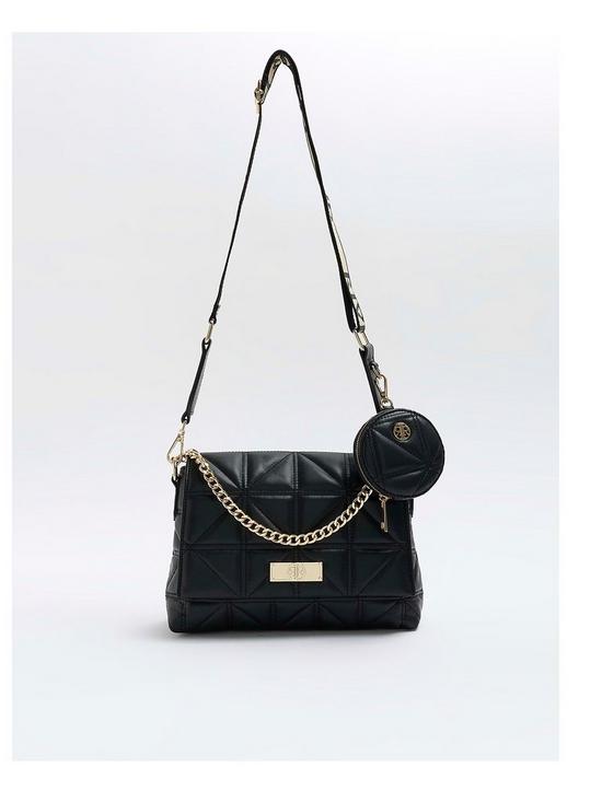 River Island Quilted Cross Body Bag - Black | very.co.uk
