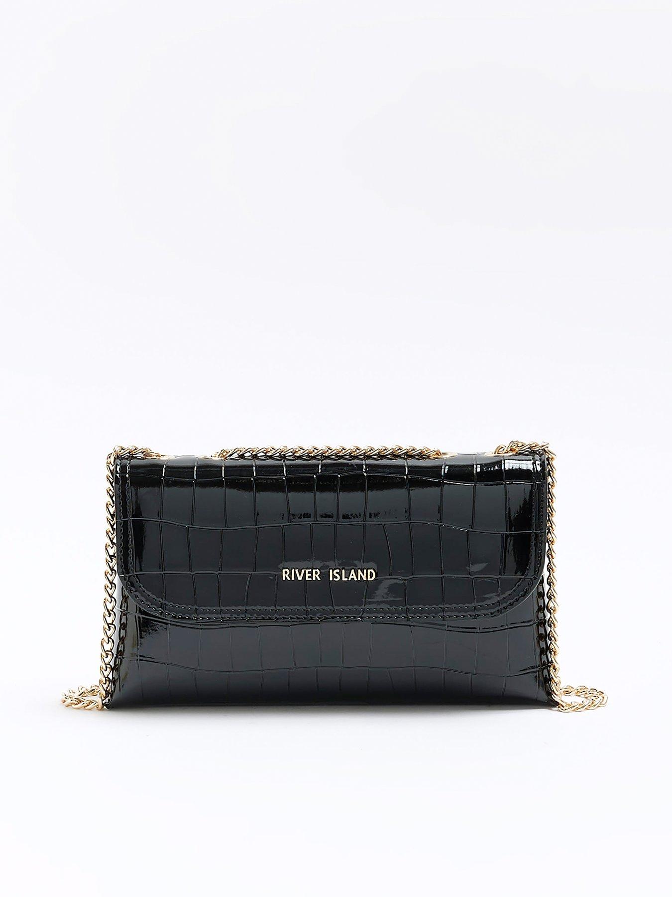 Pu Croc Cross Body Bag Black