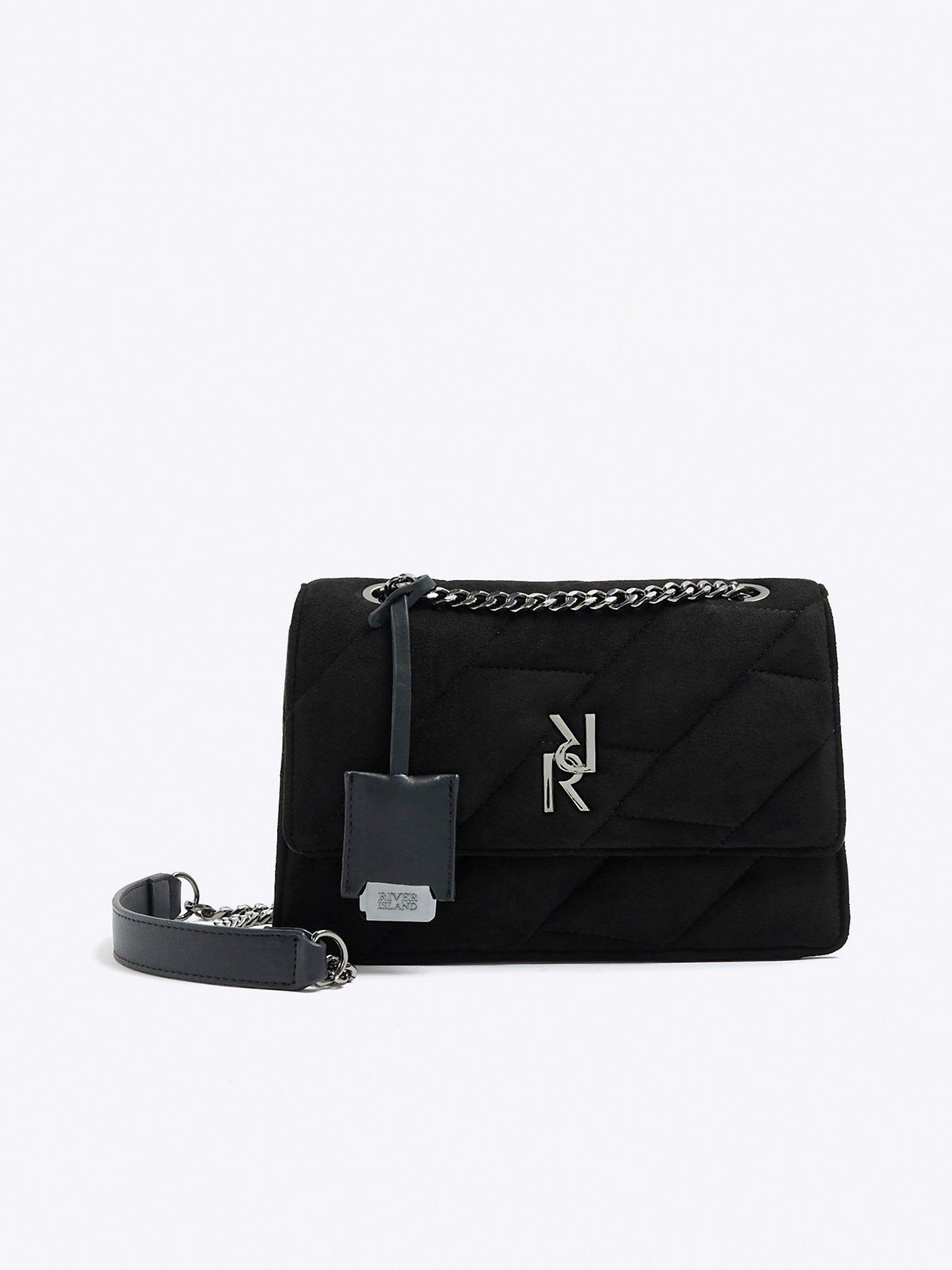 River island shoulder bag black hot sale