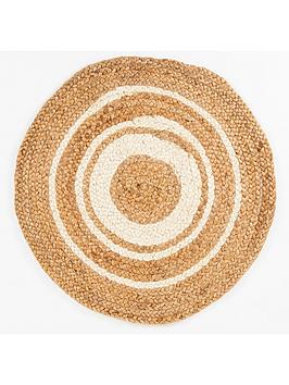 Product photograph of Esselle Naturelle Altrincham Bleached Circle Hand-braided Rug from very.co.uk