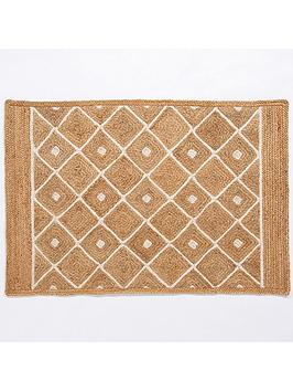 Product photograph of Esselle Naturelle Prestbury Diamond Hand-braided Rug from very.co.uk