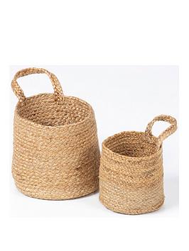 Product photograph of Esselle Barbican Set Of 2 Hanging Jute Basket Nested from very.co.uk