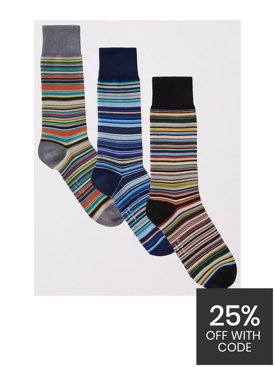 front image of ps-paul-smith-mens-3-pack-signature-stripe-socks--nbspmultinbsp