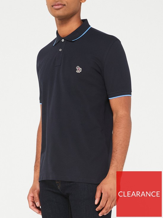 front image of ps-paul-smith-zebra-polo-shirt-navynbsp