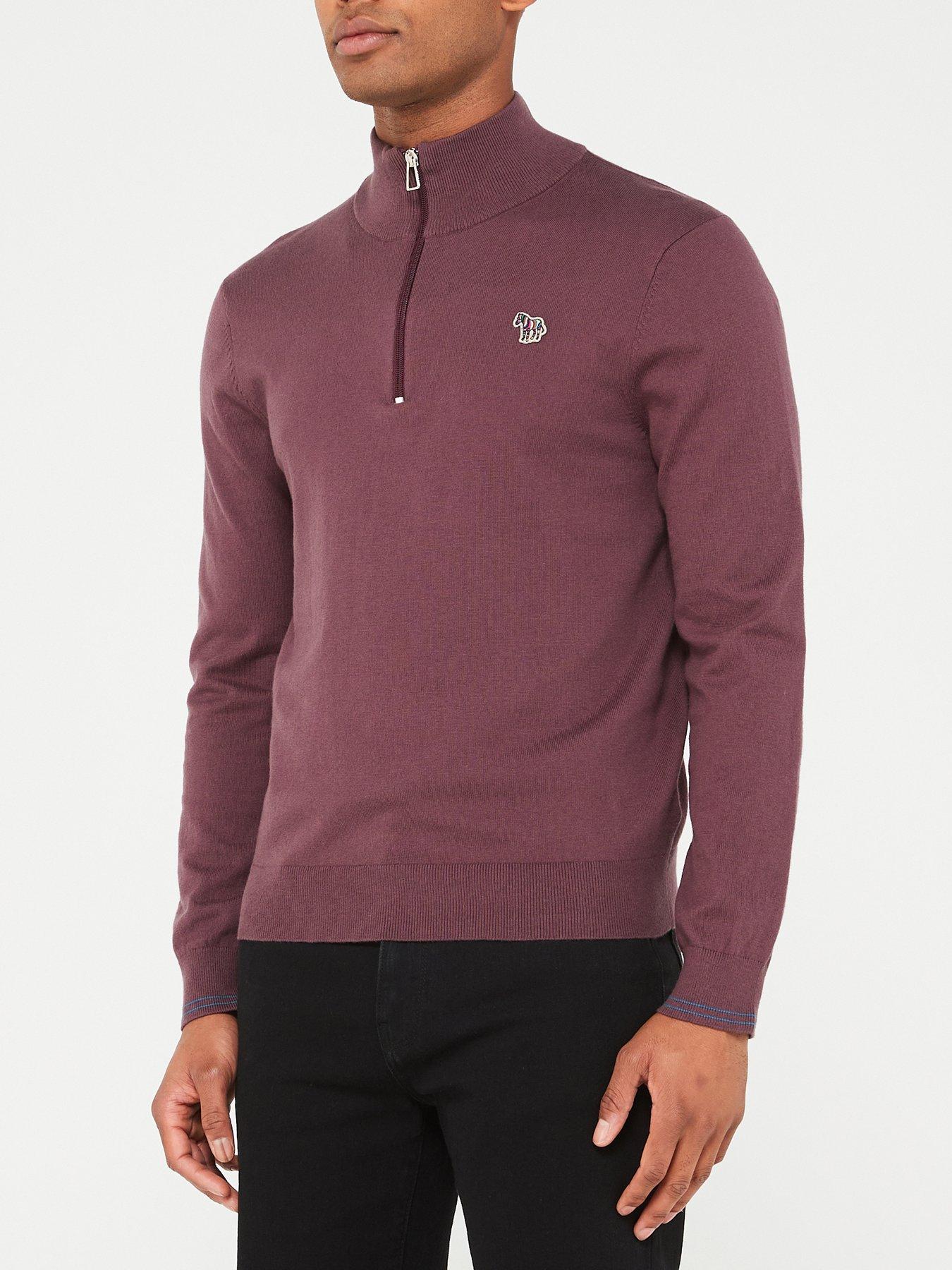 Zebra 1 4 Zip Knit Jumper Purple