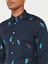  image of ps-paul-smith-tailored-feather-print-shirt-navy
