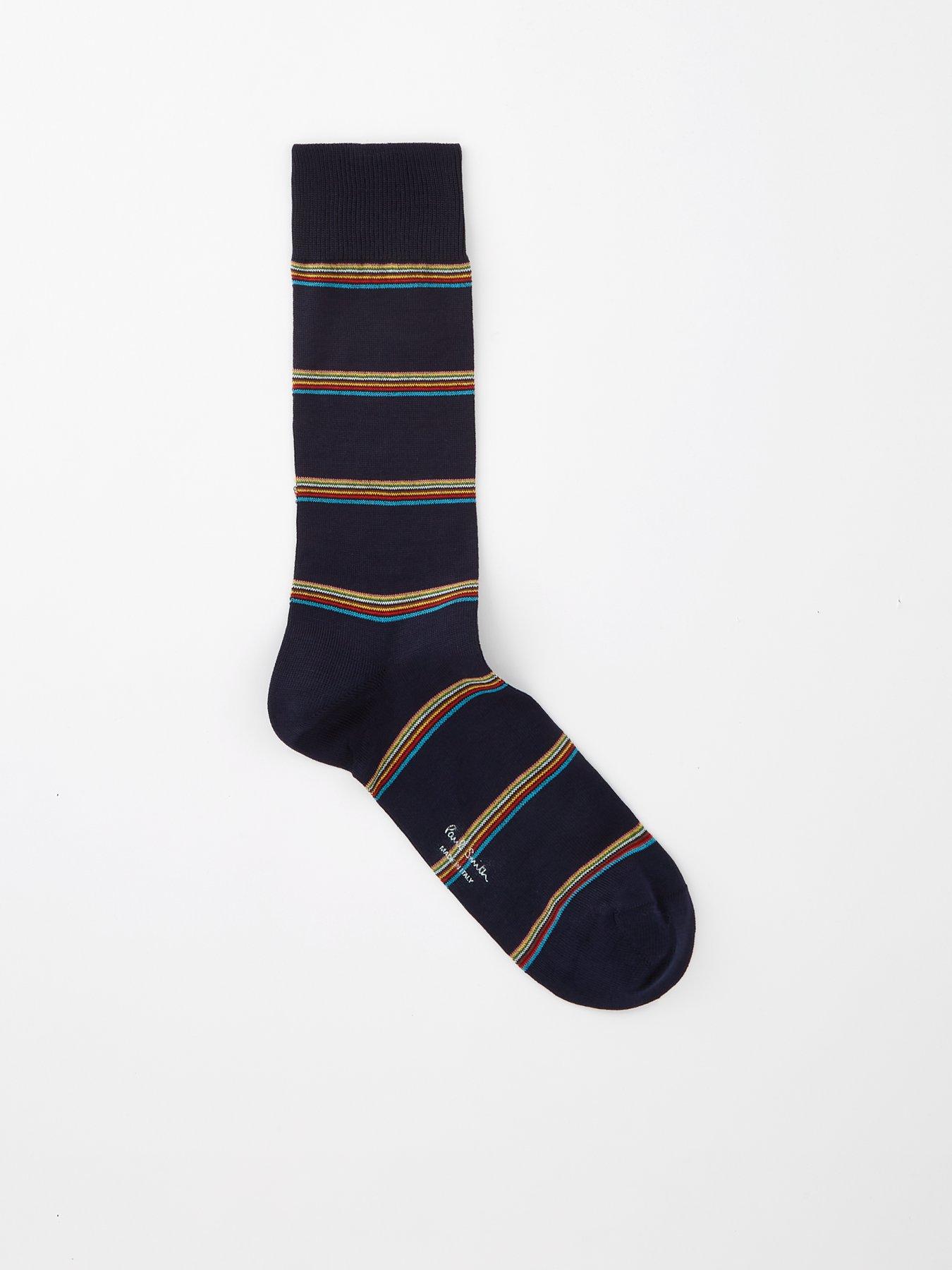 Ps Paul Smith Men'S Block Stipe Socks - Navy