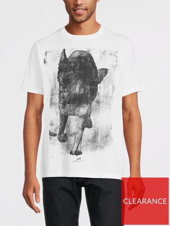 front image of ps-paul-smith-mono-wolf-t-shirt-white
