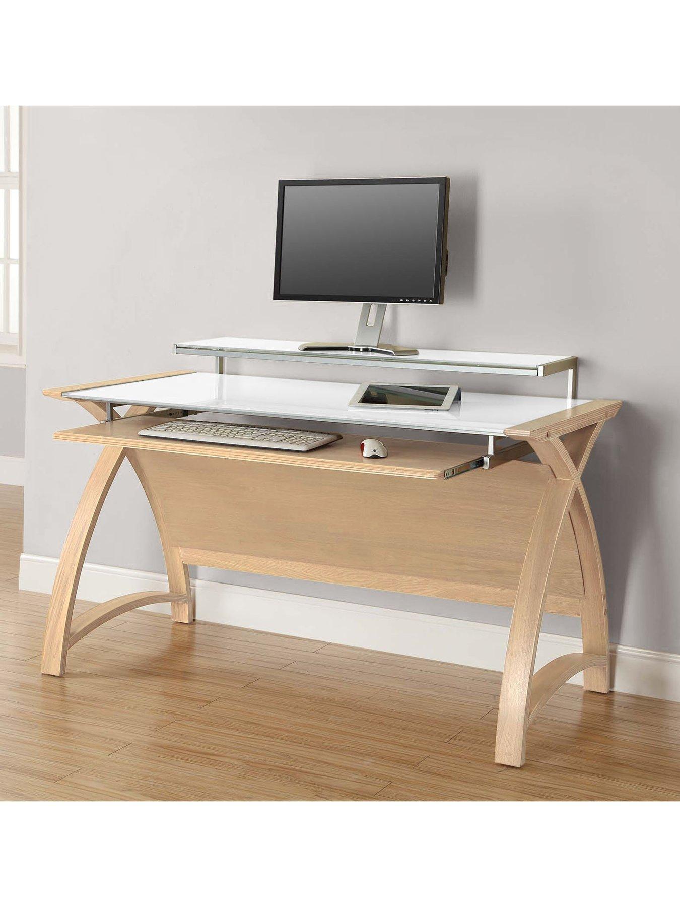 undefined Helsinki Large Desk With Pull Out Shelf - Real Wood Veneer