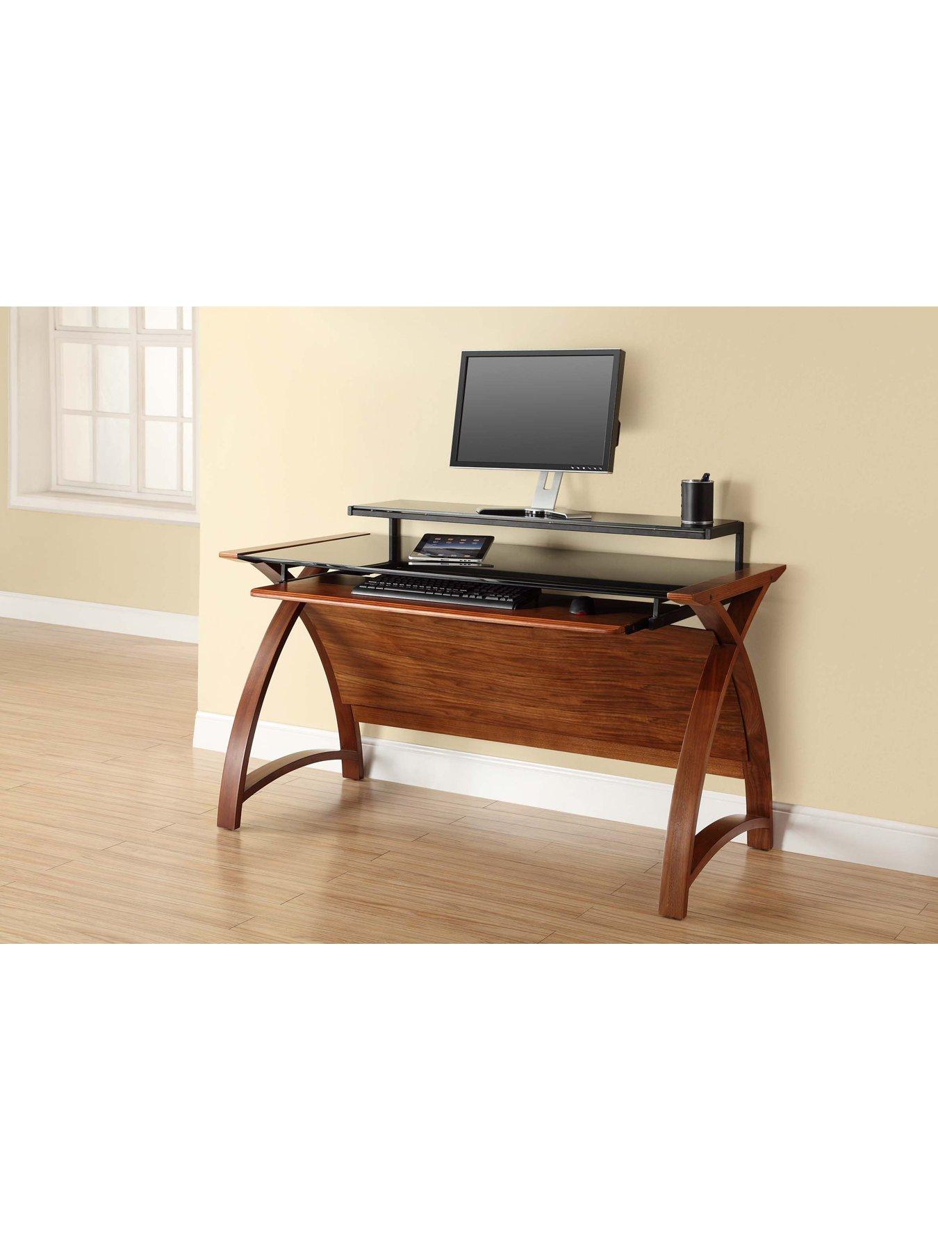 undefined Helsinki Large Desk With Pull Out Shelf - Real Wood Veneer